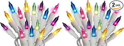 Holiday Pride Easter String Lights - 100 Count Mini Easter Lights String on White Wire (22.5 Ft) - Indoor/Outdoor Use - UL Listed - Static & Blinking Modes (Pack of 2)