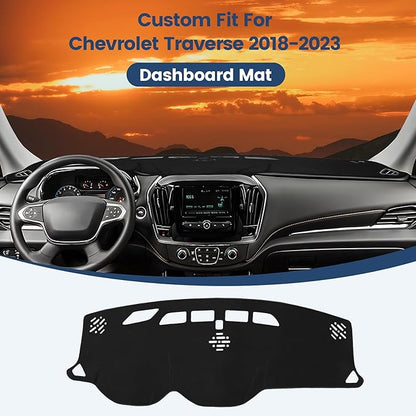 Dashboard Cover Mat Custom Fit for 2018-2023 Chevrolet Traverse Dash Cover Nonslip Dash Mat Protector Sunshade No Glare Black