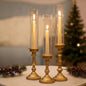 NUPTIO Hurricane Candle Holder for Centerpiece: Set of 3 Gold Candlestick Holders with Glass Shade - Vintage Taper Candleholder for Christmas Dining Table Fireplace Mantle Decor