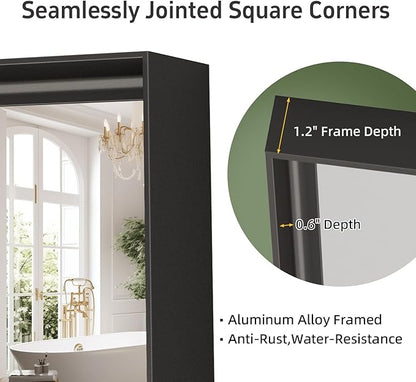 Black Vanity Wall Mirror, 22x 30 Inch Rectangular Bathroom Mirrors for Over Sink, Aluminum Metal Framed Mirror, Tempered Glass, Anti-Rust, (Horizontal/Vertical) 2Pack