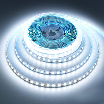 12V LED Strip Light Cool White 6000K 5M/16.4ft 600LEDs Flexible SMD2835 High Brightness No-Waterproof IP20 LED Tape Lights for Bedroom Kitchen Party etc Decorate(No Power Supply)