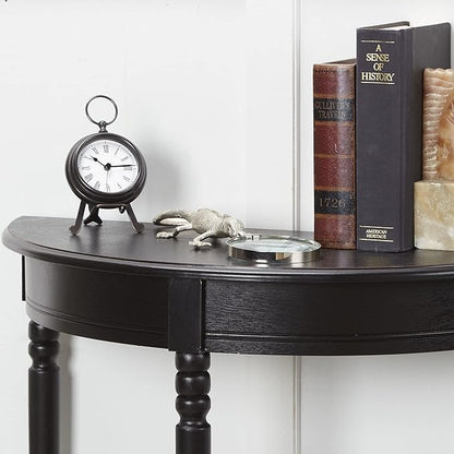 Decor Therapy Simplfy Moon Entry Table,with Shelves & Easy Assembly, Wood-(28.5" x 11.8" x 28.5") Simplify Half Round, 28.5" x 28.5" x 12", Black