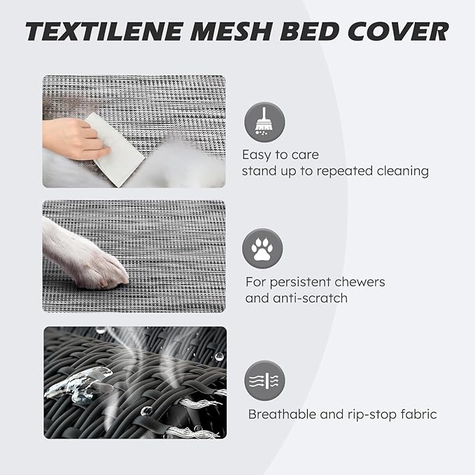 Heeyoo Elevated Dog Bed, Cooling Raised Pet Cot with Chew Proof Washable Breathable Mesh and Metal Frame, Portable Dog Cot Bed with No-Slip Feet for Outdoor or Indoor Use-Mewly Pet