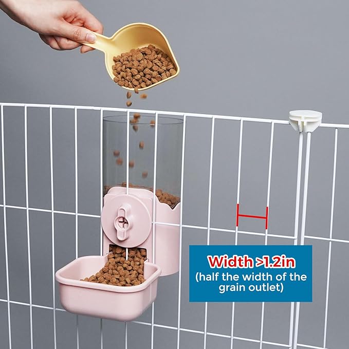 VANNON Small Animal Hanging Automatic Food Dispenser, 35oz Gravity Pet Feeder for Cage, Food Bowl for Rabbit Puppy Cat Ferret Guinea Pig Chinchilla Parrot (Pink)-Mewly Pet