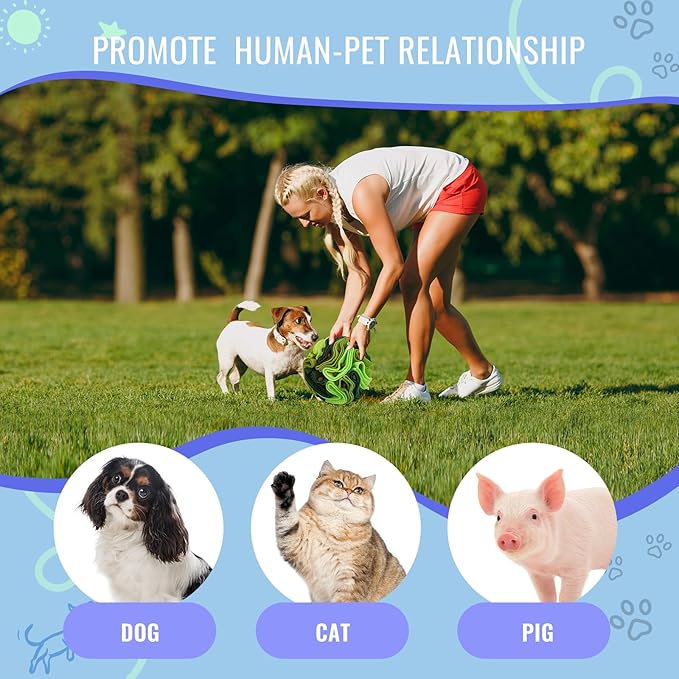 Pet Snuffle Ball, Puzzle Sniffing Interactive Dog Ball for Blind Dogs Training Stress Relief Dog Enrichment Toys Treat Machine Washable (15cm, Gradient Green)-Mewly Pet