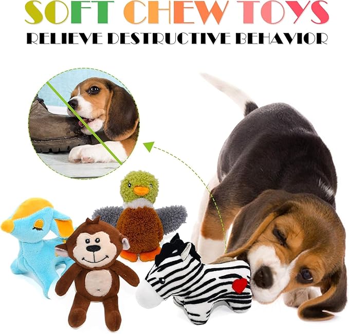 SHARLOVY Dog Squeaky Toys for Small Dogs,Stuffed Animal Puppy Toy,Cute Puppy Chew Toy for Dog Teething, for Small to Medium Dogs,Soft Plush Pet Toys Pack 12 in Gift Box-Mewly Pet