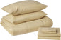 Sweet Home Collection 7 Piece Comforter Set Bag Solid Color All Season Soft Down Alternative Blanket & Luxurious Microfiber Bed Sheets, Camel, Queen