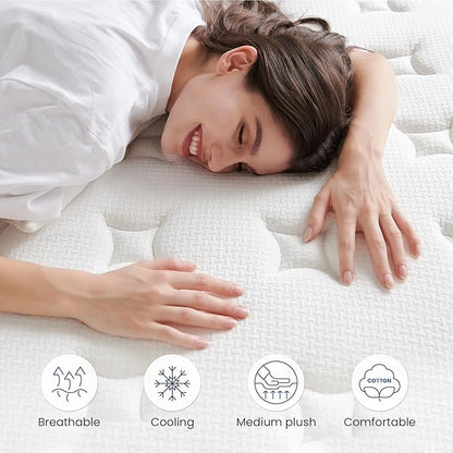 Twin Size Mattress,10 Inch Hybrid Mattress with Cooling-Gel Memory Foam and Individually Pocket Innerspring,Breathable and Pressure Relief,Medium Plush