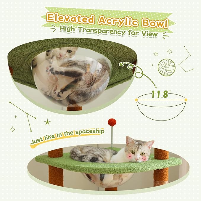 PEQULTI Floor to Ceiling Cat Tree 92.9’’-101.6’’ Height Adjustable Mushroom Cat Tower Tall Climbing Play House with Scratching Posts, Cozy Condo, Perches and Large Hammock for Indoor Cats Brown-Mewly Pet