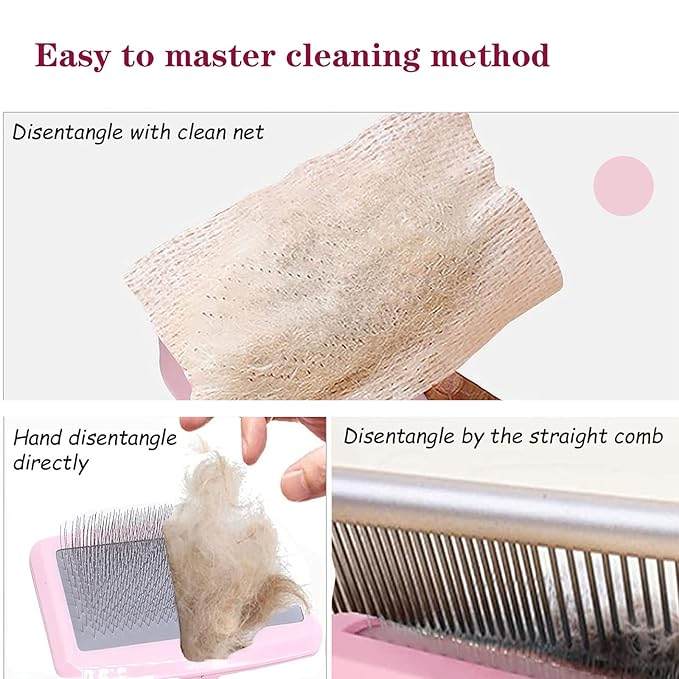 Air Cushion Slicker Brush for Dogs Cats,Soft Pin Shedding Brush for Short Haired Dog,Cat, Pet Grooming Wire Brush for Thin Curly Matted Tangled Hair,14mm(0.55"),Pink-Mewly Pet