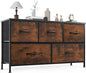 OLIXIS Dresser for Bedroom, 5 Storage Fabric Drawers, Metal Frame and Wooden Top, Tall Storage Drawer Dresser for Closet with Easy Pull Handles for Living Room, Entryway, Small Space