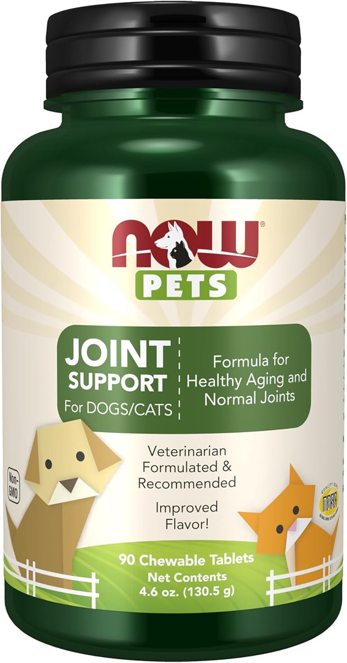 NOW Pet Health, Joint Support Supplement, Formulated for Cats & Dogs, NASC Certified, 90 Chewable Tablets-Mewly Pet