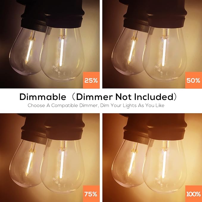 Banord 102FT Outdoor String Lights, Waterproof Patio Lights with 35 Shatterproof LED Bulb Hanging Light String, Black String Light Vintage Party Lights for Garden, Backyard, Porch, Cafe, Deck, Wedding