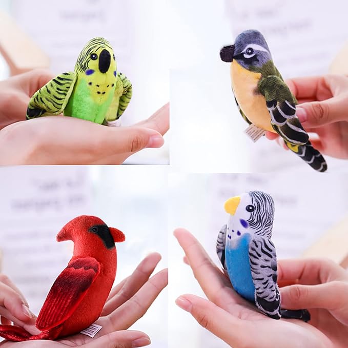 Dorakitten Cat Catnip Toys Interactive Cats 4pcs Kitten Plush Nip Chew Bird Toy with Crinkle Paper Pet Best Treats Stuffed Pillow Cute Teething Play Gifts Soft Kick Sound Supplies for Indoor Kitty-Mewly Pet