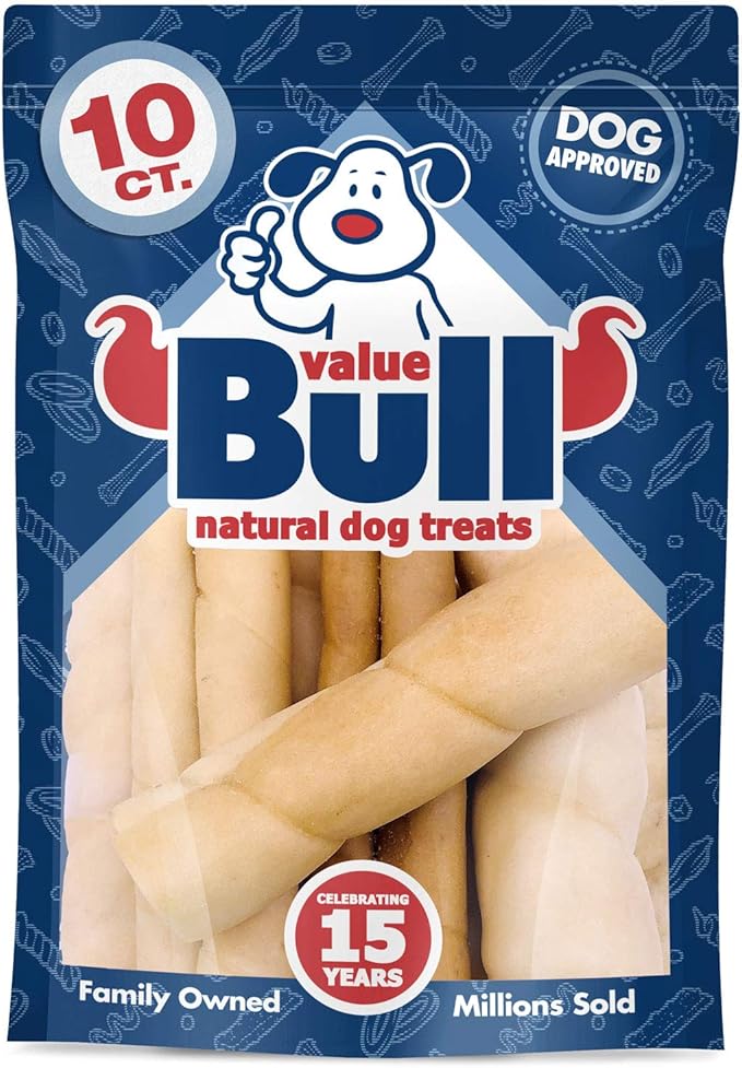 ValueBull Beef Cheek Rolls, Long Lasting Dog Chews, Jumbo 5-6 Inch, 10 Count - Long Lasting Dog Chews, Rich in Collagen, Single Ingredient, Cleans Teeth-Mewly Pet