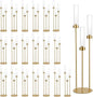 Vincidern 20pcs Gold Candelabra with Acrylic Lampshade, 3 Arm Taper Candle Holder, 33.8 in Tall Metal Candlestick for Table Centerpieces, Halloween, Christmas, Wedding Decor