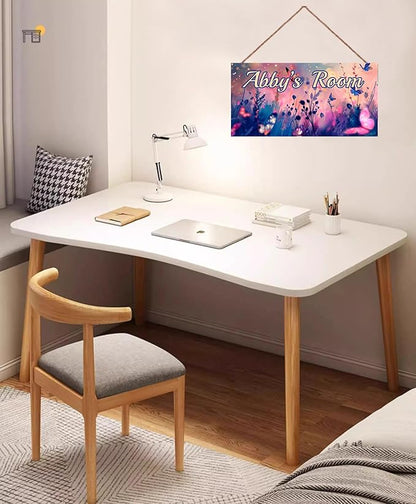 Personalized Butterfly Signs Flowers Sign For Kids Room Custom Name Door Wall Decor Floral Nursery Art Plate For Boys Room Girls Bedroom Little Man Cave