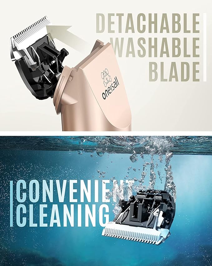 oneisall Dog Clipper Low Noise, Dog Grooming Kit with Rechargeable, Dog Shaver Cordless Electric Quiet Hair Clipper Set for Dog Cats Pets（Gold）-Mewly Pet