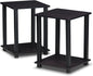 Furinno SIMPLISTIC Side Table Set of 2, 2-Tier End Table, Nightstand, Night Stand, Bedside Table, Easy Assembly, for Living Room, Bedroom, Dark Walnut