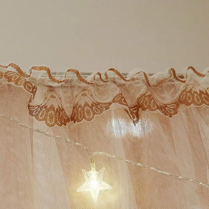 Joyreap Luxury 4 Corners Post Canopy Bed Curtains - Coral & White Cozy Drape Netting - Cute Princess Bedroom Decoration Accessories(Reddish Brown, 47" W x 78" L, Twin)
