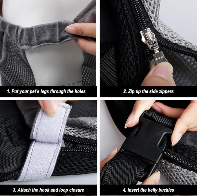 FEimaX Dog Carrier Backpack Pet Legs Out Front Cat Travel Bag, Adjustable Puppy Backpacks Carriers Hands-Free for Small Medium Dogs Cats Hiking Traveling Camping Daily Walking (X-Large, Grey)-Mewly Pet