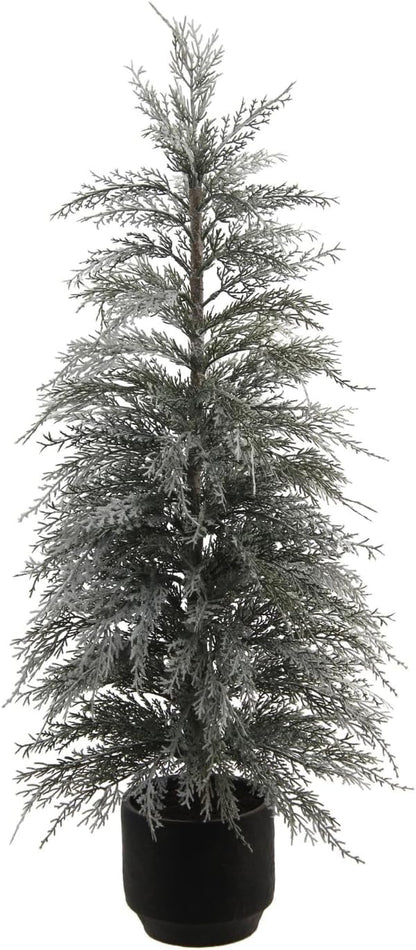 CG Hunter Holiday Collection, Set-of-1 Faux Flocked Cedar Tree, Premium Artificial Indoor Flocked Cedar Tree Stands 36" Tall in Pot–Perfect Christmas Decoration
