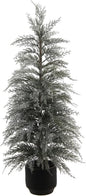 CG Hunter Holiday Collection, Set-of-1 Faux Flocked Cedar Tree, Premium Artificial Indoor Flocked Cedar Tree Stands 36" Tall in Pot–Perfect Christmas Decoration