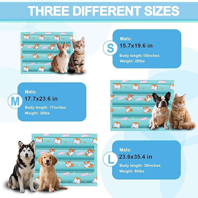 Dog Cooling Mat, Cooling Mat for Dogs & Cat, Provides Instant Relief for Small, Medium, Large Dogs, Washable, Non-Slip Design, Perfect for Hot Summer Days to Keep Pets Comfortable(Small 20''*16'')-Mewly Pet