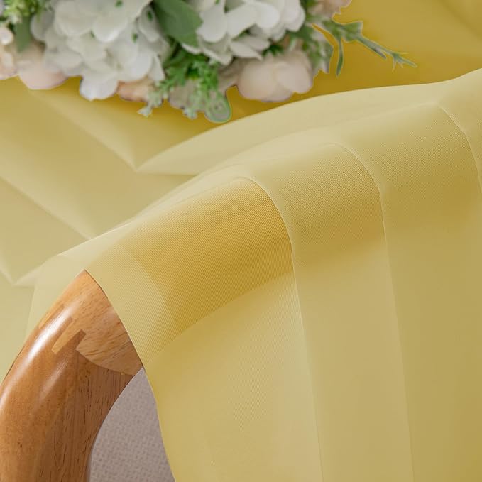 Chyhomenyc Yellow Sheer Curtains 36 inch Length 2 Panels, Light Filtering Voile Rod Pocket Short Window Curtians for Bathroom Living Room Farmhouse Small Windows, 42Wx36L inches