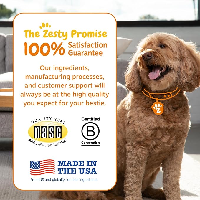 Zesty Paws Probiotics for Dogs, Digestive Enzymes Gut Flora, Digestive Health, Diarrhea & Bowel Support, DE111, Dog Probiotics Soft Chew for Pet Immune System, Chicken, 90 Ct-Mewly Pet