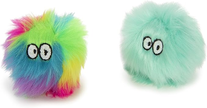 SmartyKat (2 Count Fuzzy Friends Plush Catnip Ball Cat Toys - Rainbow/Turquoise, 2 Count-Mewly Pet
