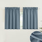 RYB HOME Sheer Curtains for Bedroom, Linen Wave Texture Semitransparent Voile Curtain Drapes Rod Pocket Window Treatment for Dining Room Bathroom Bedroom, Stone Blue, W52 x L45 inch, Set of 2 Panels