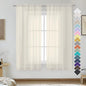 OVZME Cream Sheer Curtains 63 Inches Long 2 Panels - Soft Light Filtering Window Sheer Panels for Living Room/Bedroom, Top Dual Rod Pocket, 1 Pair, Each 42Wx63L Inches