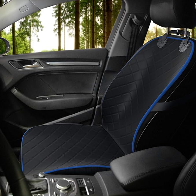 Active Pets Dog Car Seat Cover, Waterproof Front Seat Protector for SUV Truck Sedan, Pet Safety Travel Comfort System with Universal Fit, Blue-Mewly Pet