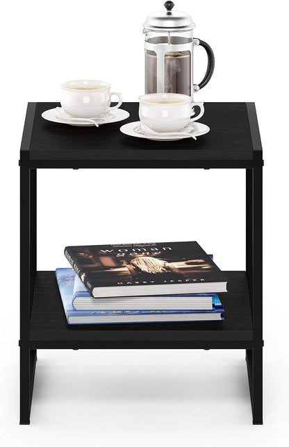 FURINNO Camnus Modern Living 2-Tier End Table, Americano, 15.9 in x 15.75 in x 18 in
