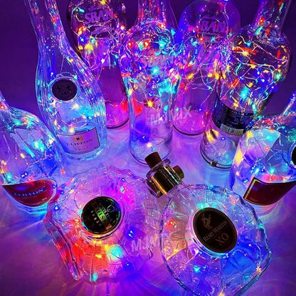 YJFWAL Wine Bottle Lights with Cork, Cork Shape Silver Copper Wire Fairy Mini String Lights, 24 Pack 20LED Battery Operated for Jar DIY, Party, Wedding, Christmas, Halloween, Bar Decor (Multicolor)