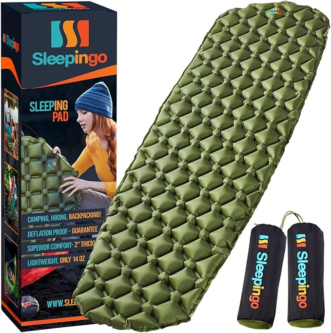Ultralight Sleeping Mat - Inflatable & Compact Camping Air Mattress for Backpacking, Hiking- New