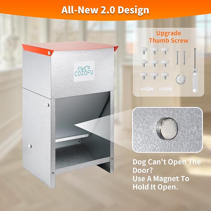 Dog Feeder - Galvanized Metal Pet Food Station for Indoor & Outdoor Use - Automatic Gravity-Fed Dispenser Suitable for Small, Medium, and Large Dog Breeds - Capacity: 25 Pounds of Dry Kibble-Mewly Pet
