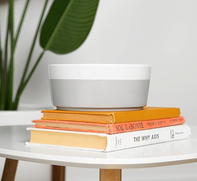 Waggo Dipper Ceramic Dog Bowl for Small and Large Breeds - Heavyweight and Durable Pet Food and Water Dish Crock, Dishwasher Safe, Modern (Black, Medium)-Mewly Pet