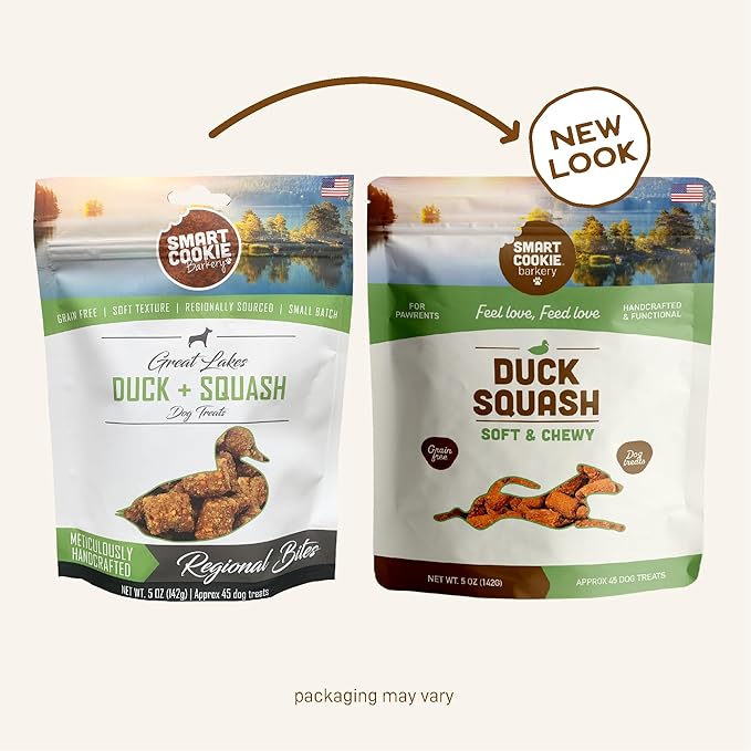 Smart Cookie All Natural Dog Treats - Duck & Squash - Training Treats for Dogs & Puppies with Allergies, Sensitive Stomachs - Soft Dog Treats, Chewy, Grain Free, Made in USA - 5oz, Pack of 3-Mewly Pet