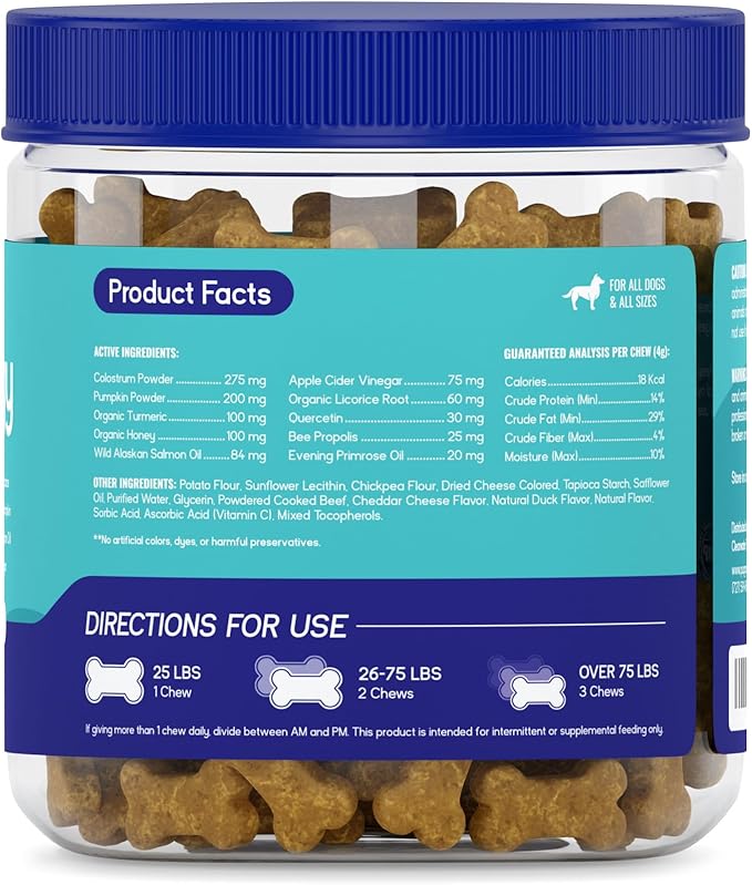 PupGrade Itch & Allergy Chew Supplement for Dogs Improved Immune Support & Seasonal Allergies with Alaskan Salmon Fish Oil - Helps with Anti-Itch - 60 Soft Chews-Mewly Pet
