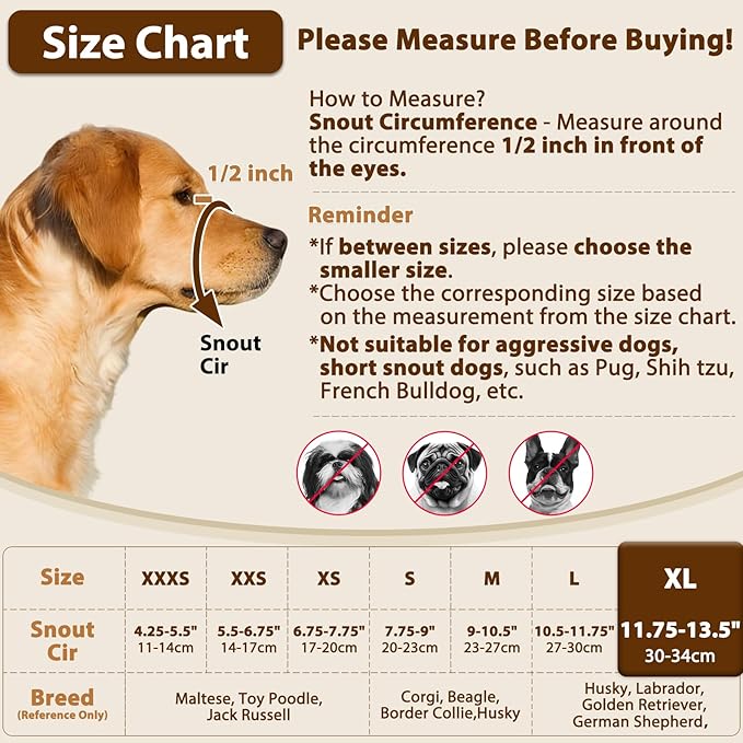 Crazy Felix Nylon Dog Muzzle for Small Medium Large Dogs Poodle Labrador Golden Retriever Doberman, Air Mesh Breathable and Drinkable Pet Mouth Guard for Anti-Biting Chewing Scavenging(XL, Grey)-Mewly Pet