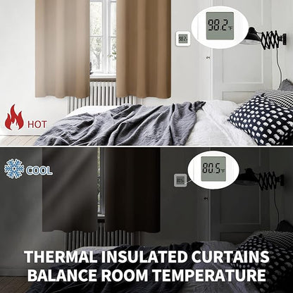 BGment Blackout Curtains for Living Room - Grommet Thermal Insulated Room Darkening Curtains for Bedroom, 2 Panels of 52 x 54 Inch, Taupe