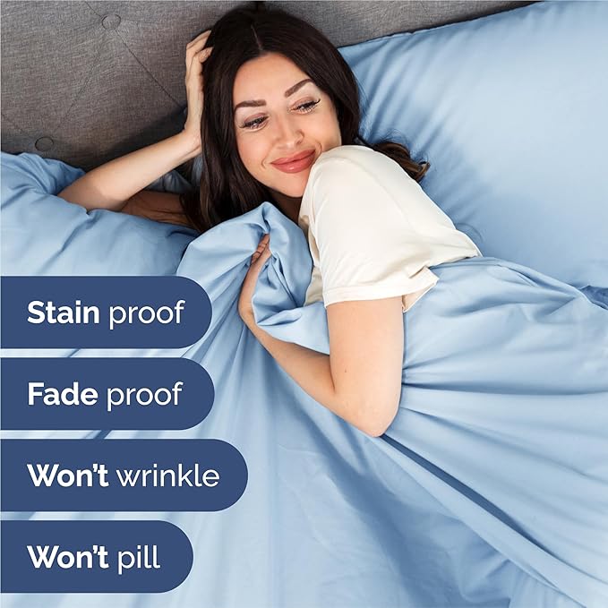 King 6 Piece Sheet Set - Comfy Breathable & Cooling - Ultra-Soft Hotel Luxury Bedding Set with 8-16 Inch Deep Pockets - 1 Flat & 1 Fitted Sheet & 4 Pillowcases - Wrinkle Free & Easy Care - Baby Blue