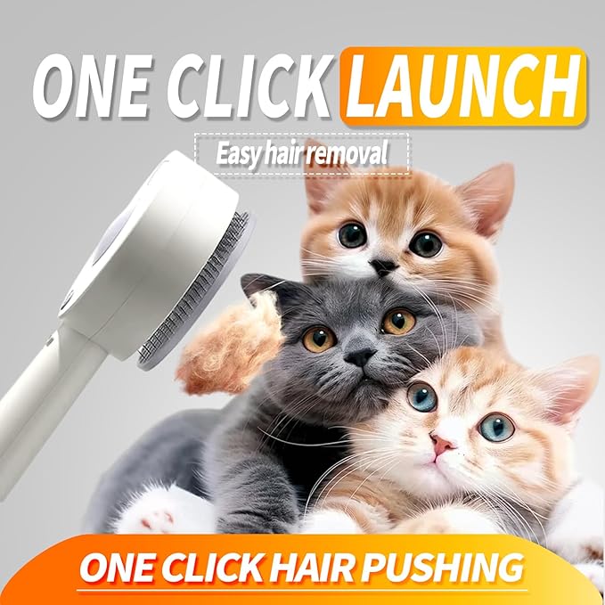 3 in 1 Cat Steam Brush, Self-Cleaning Anti-Static Pet Spray Hair Removal Comb for Cats with Release Button and Tank, Rechargeable Steam Brush for Shedding, Massage and Cleaning-Mewly Pet