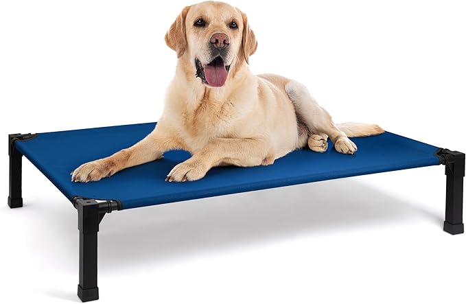 Heeyoo Elevated Dog Bed, Cooling Raised Pet Cot with Chew Proof Washable Breathable Mesh and Metal Frame, Portable Dog Cot Bed with No-Slip Feet for Outdoor or Indoor Use-Mewly Pet