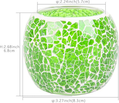 Rancco Glass Votive Candle Holder for Tealight, Romantic Mosaic Cracked Candle Holder, Candle Lamp Aromatherapy Candlescape Bowl for Valentine's Thanksgiving, Christmas Table Centerpiece,Party Decor