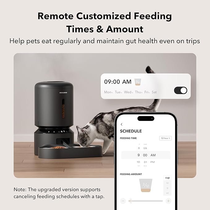 PETLIBRO Automatic Cat Feeder for 2 Cats, 5G&2.4G WiFi Pet Feeders, 5L Programmable Cat Food Dispenser with Airtight Lock-Fresh Technology, Dual Stainless Steel Bowls, Low Food Sensor-Mewly Pet