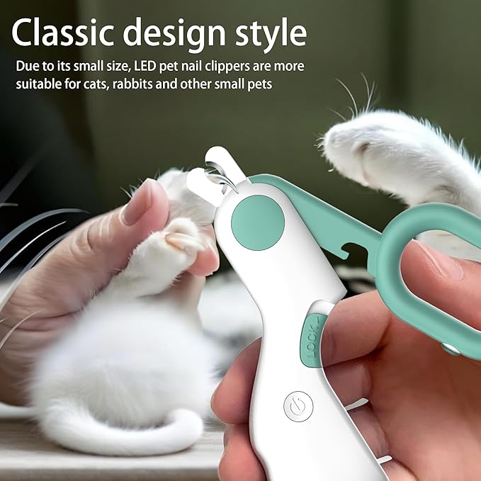 Pet Nail Clippers with LED Lights cat Nail Clippers for Indoor Cats Nail Trimmer Clippers for Small Dog Nail Trimmers Cats Rabbits Nail Clippers Bird Kittens (Blue)-Mewly Pet