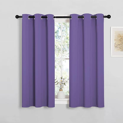 NICETOWN Bedroom Curtain Panels Blackout Draperies, Thermal Insulated Solid Grommet Blackout Curtains/Drapes (Lilac Purple, 1 Pair, 34 by 45-inch)